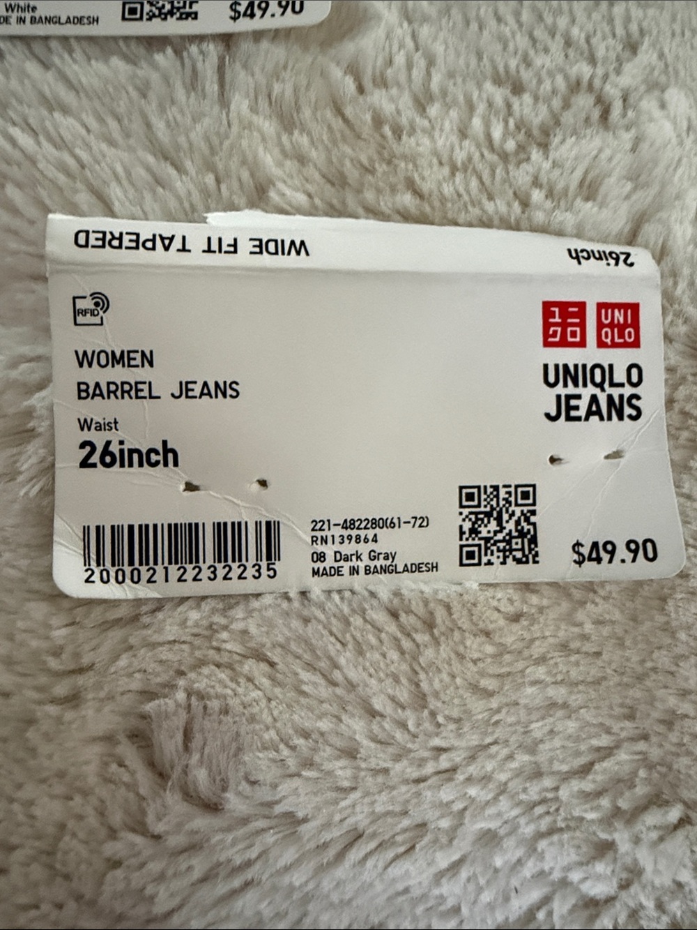 Uniqlo Black Wide-Leg High-Rise barrel leg Women's Jeans - Picture 6 of 6